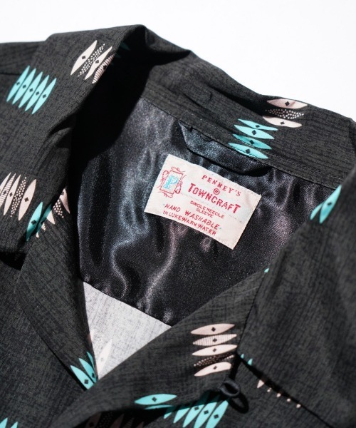 TOWNCRAFT（タウンクラフト） シャツ PRINTED LOOP COLLAR SHIRT 総柄
