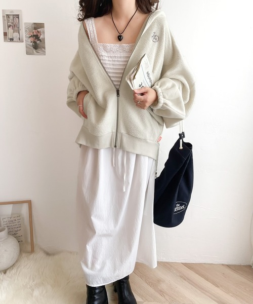 「Java」 ジップアップパーカー MEDIUM アイボリー レディース_画像3