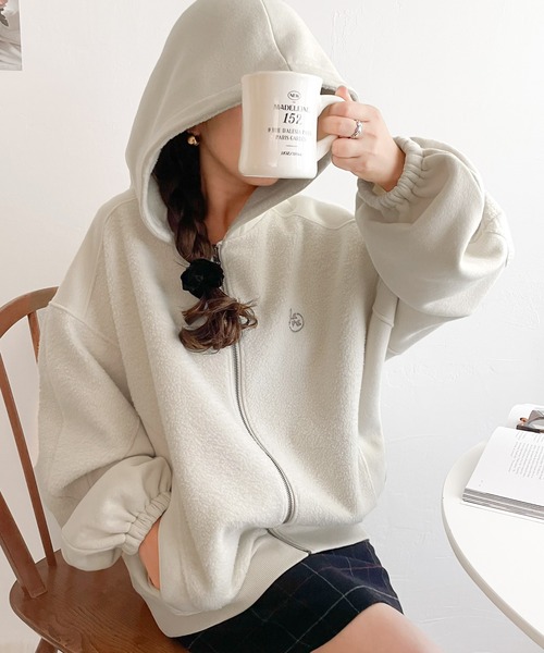 「Java」 ジップアップパーカー MEDIUM アイボリー レディース_画像4