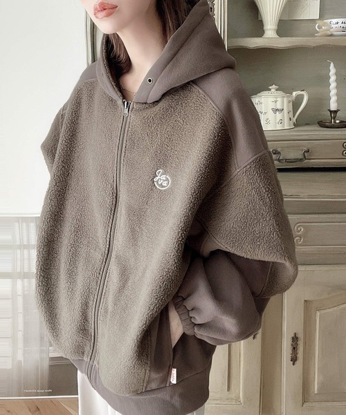 「Java」 ジップアップパーカー MEDIUM アイボリー レディース_画像8