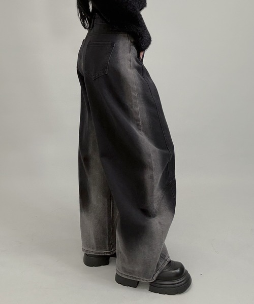 「FOLLOWIN」 デニムパンツ LARGE ブラック レディース_画像2