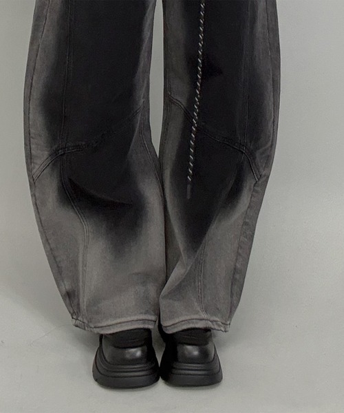 「FOLLOWIN」 デニムパンツ LARGE ブラック レディース_画像5