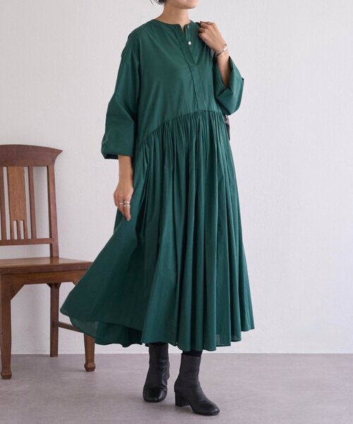 BEARDSLEY グリーン シャツワンピース 長袖 BEARDSLEY（ビアズリー） 長袖ワンピース 1 ダークグリーン レディース