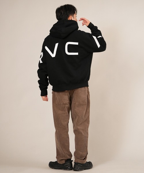「RVCA」 ジップアップパーカー L ブラック×ホワイト メンズ_画像4