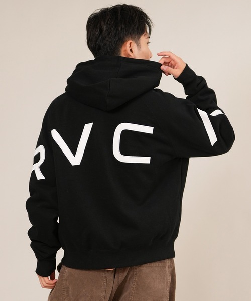 「RVCA」 ジップアップパーカー L ブラック×ホワイト メンズ_画像5