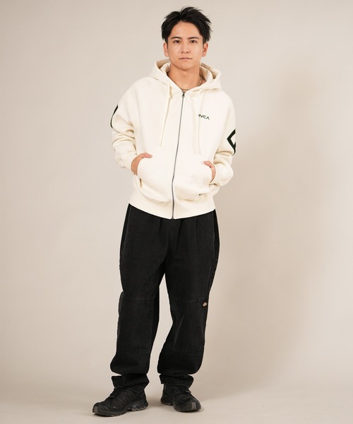 「RVCA」 ジップアップパーカー L ブラック×ホワイト メンズ_画像7