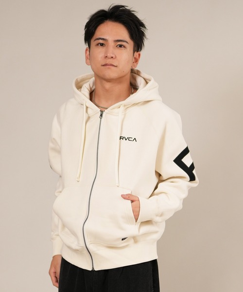 「RVCA」 ジップアップパーカー L ブラック×ホワイト メンズ_画像8