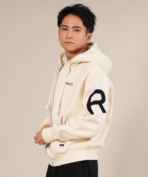 「RVCA」 ジップアップパーカー L ブラック×ホワイト メンズ_画像9
