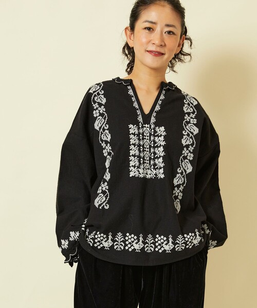 「Freada」 長袖ブラウス ONE SIZE ブラック レディース_画像3