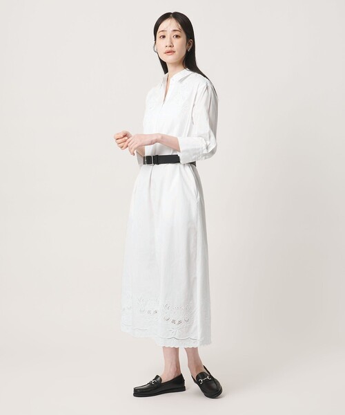 UNITED ARROWS ホワイト シャツワンピース UNITED ARROWS（ユナイテッドアローズ） ワンピース カットワーク