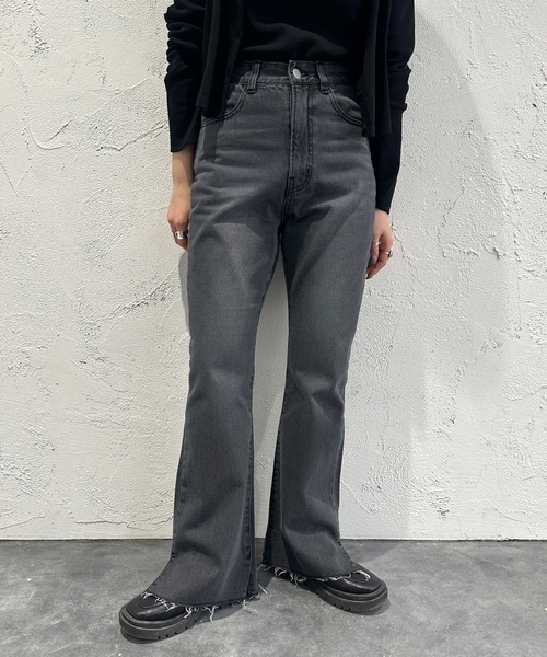 「apres jour mignon」 ブーツカットデニムパンツ LARGE ダークブルー レディース_画像2
