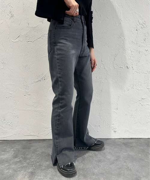 「apres jour mignon」 ブーツカットデニムパンツ LARGE ダークブルー レディース_画像6