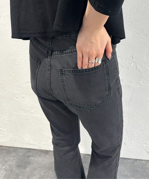 「apres jour mignon」 ブーツカットデニムパンツ LARGE ダークブルー レディース_画像8