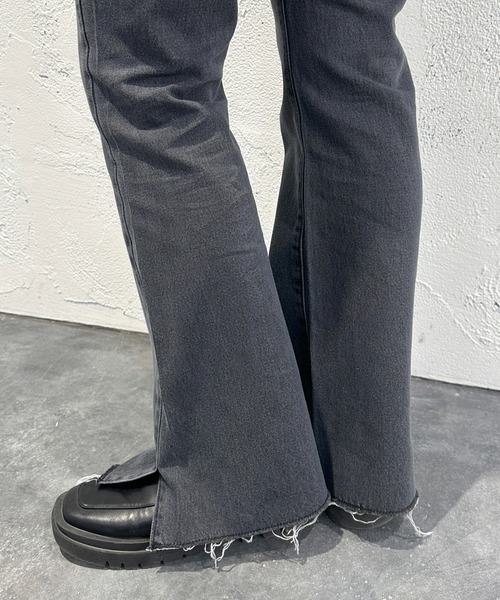 「apres jour mignon」 ブーツカットデニムパンツ LARGE ダークブルー レディース_画像9