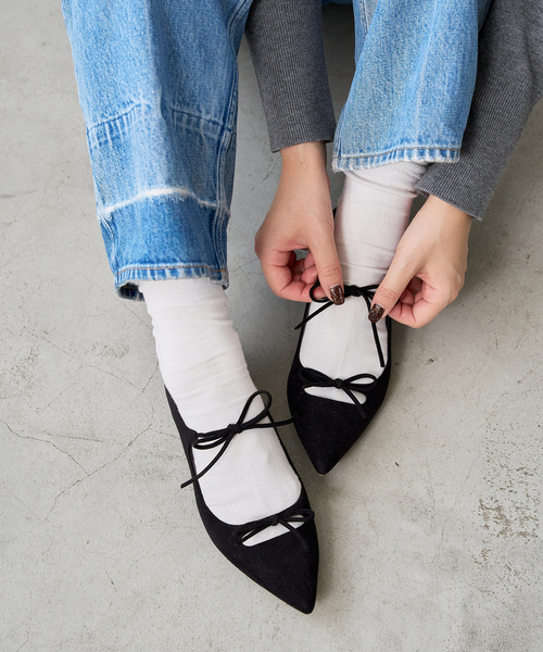 FLAT（フラット） シューズ 「WEB限定/追加」ポインテッドダブルリボン