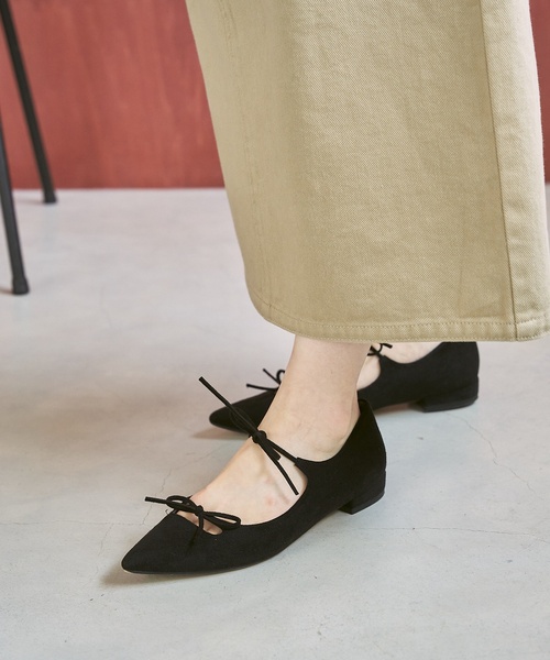 ポインテッドダブルリボンフラット FLAT（フラット） シューズ 「WEB限定/追加」ポインテッドダブルリボン
