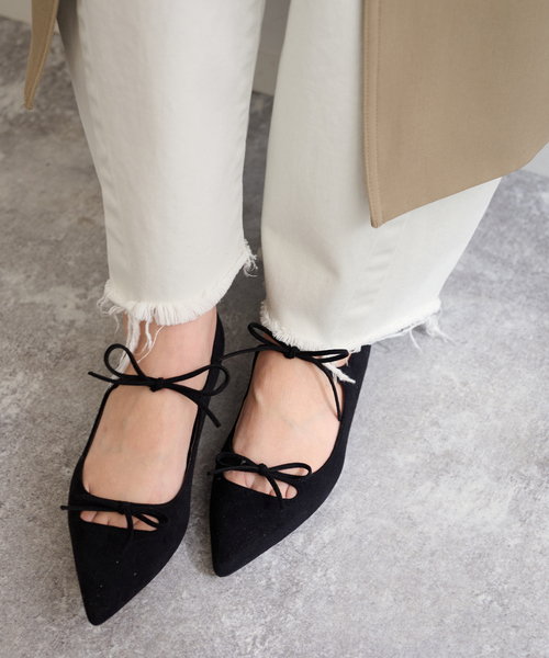 ポインテッドダブルリボンフラット FLAT（フラット） シューズ 「WEB限定/追加」ポインテッドダブルリボン