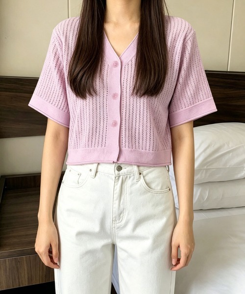 miniministore（ミニミニストア） カーディガン 半袖 サマーニット