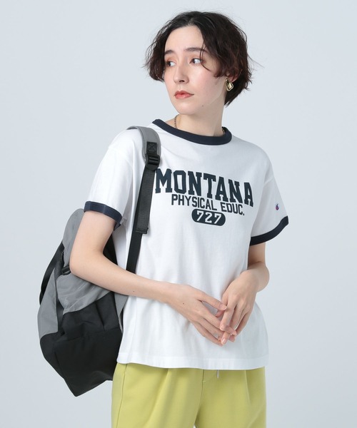 tシャツ 「別注」Champion / リンガー Tシャツ レディース Champion tシャツ 「Champion」リンガープリントTシャツ