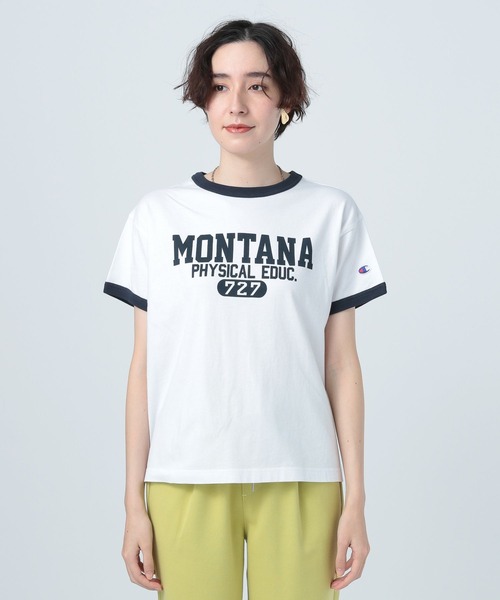tシャツ 「別注」Champion / リンガー Tシャツ レディース Champion tシャツ 「Champion」リンガープリントTシャツ