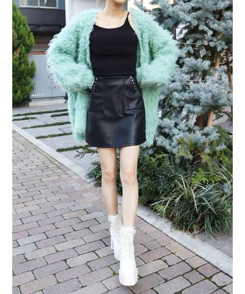 UNDERCOVER レザー　スタッズ　ミニスカート EVRIS（エヴリス） スカート フェイクレザースタッズミニスカート