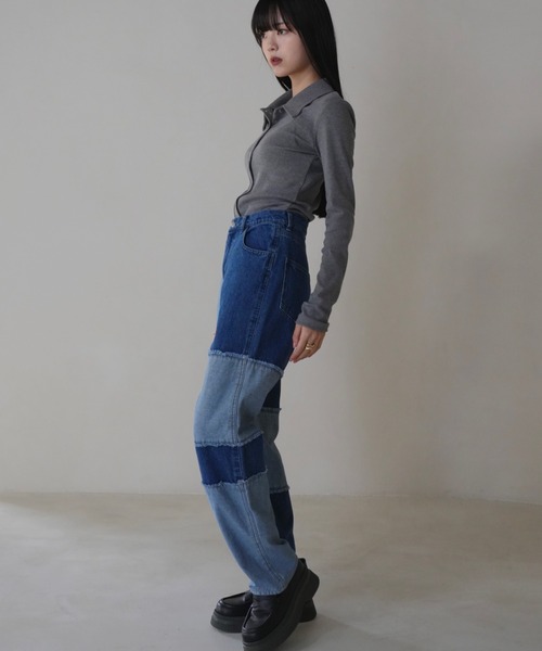 willfully アシンメトリーパッチワークデニムオールインワン WILLFULLY official web store（ウィルフリーコウシキツウハン