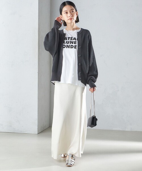 新品☆5L♪白黒スキッパーシャツ＆薄手カーディガンまとめて♪〇L221 綿麻強撚タイプライター近江晒BDスキッパーシャツ | quadro (クオドロ