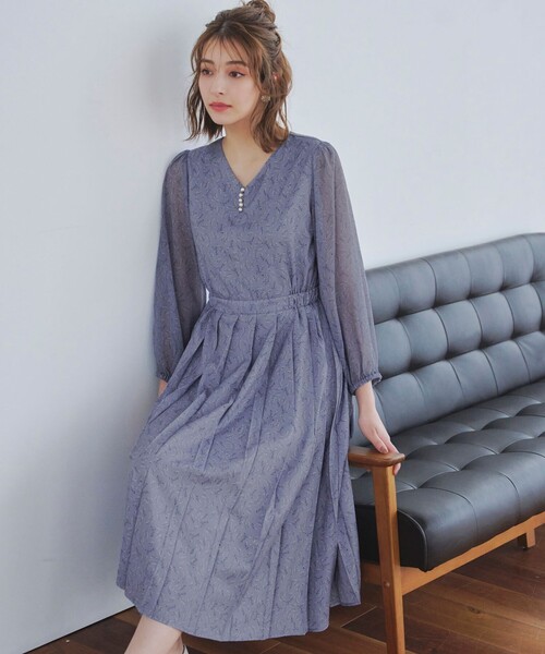 Tiaclasse ワンピース 花柄シフォン袖ワンピース : ZOZOTOWN Yahoo!店