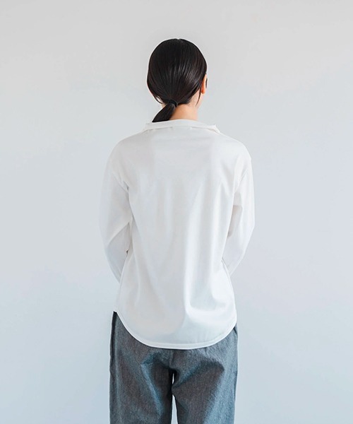 【関税込み】コットン混 ホワイト ジャージーTシャツ D tシャツ ポロネックジャージー5 レディース : ZOZOTOWN Yahoo