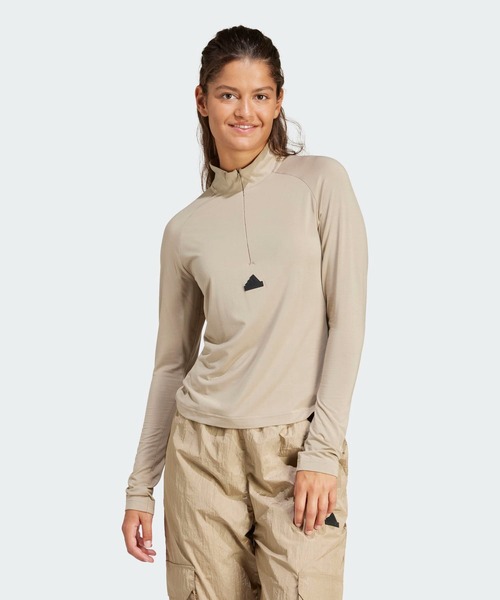 [ADIDAS] Tシャツ 長袖 シティスケート ホワイト adidas tシャツ シティ エスケープ クォータージップ長袖Tシャツ