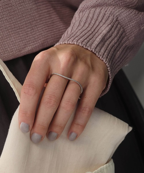指輪 リング ビジューラインダブルフィンガーリング レディース
