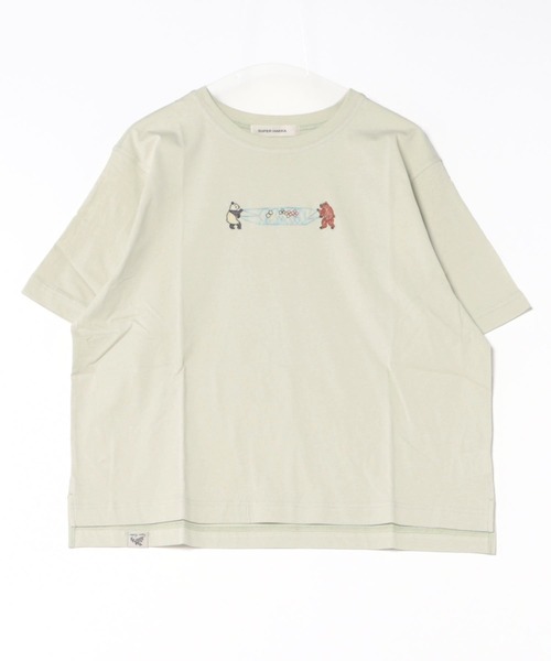 フラワースケーププリント+ハンド刺繍Tシャツ（Tシャツ