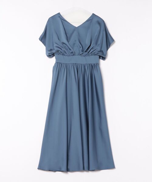 【新品】洗える♡ストロベリーフィールズ サテンフレアワンピース グリーン リボン STRAWBERRY-FIELDS(ストロベリーフィールズ)｜ワンピース