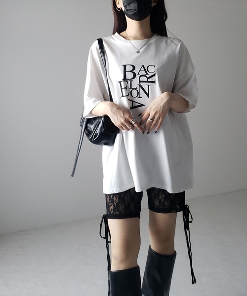 me+em select パンツ ストラップサイドリボンレースバイカー