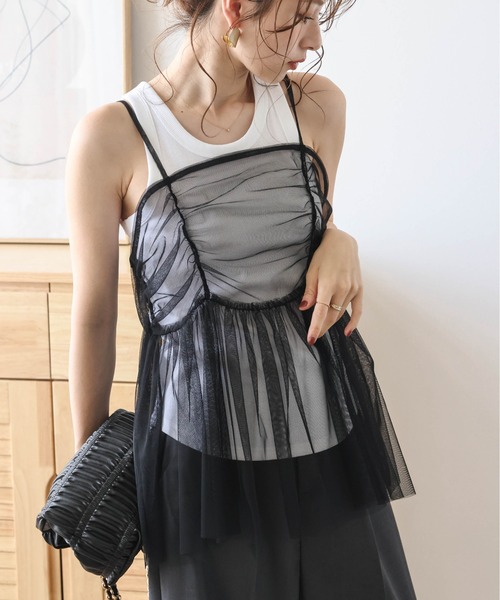 Petal Tulleペプラムキャミソール キャミソール ペプラムチュールキャミソール : ZOZOTOWN Yahoo!店