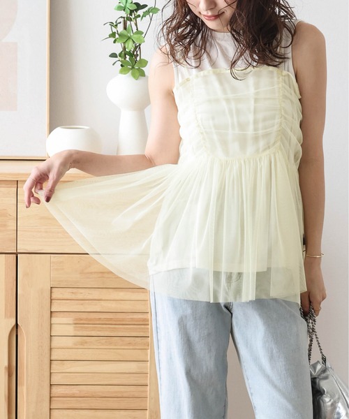Petal Tulleペプラムキャミソール キャミソール ペプラムチュールキャミソール : ZOZOTOWN Yahoo!店