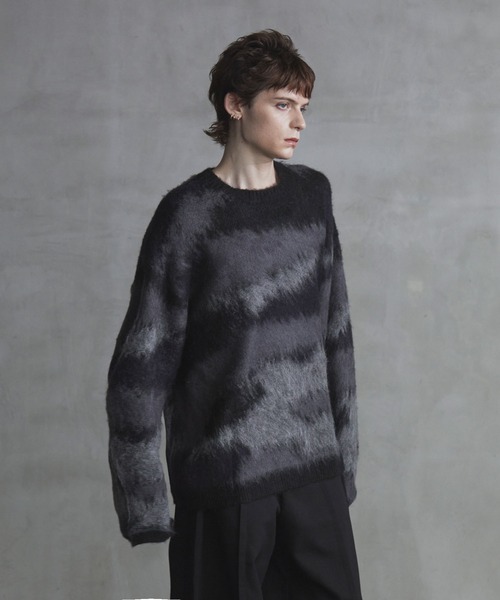 AURALEE シャギーニット　ブラック　コットンニット　セーター　メンズ　無地 AURALEE シャギーニット ブラック コットンニット セーター メンズ