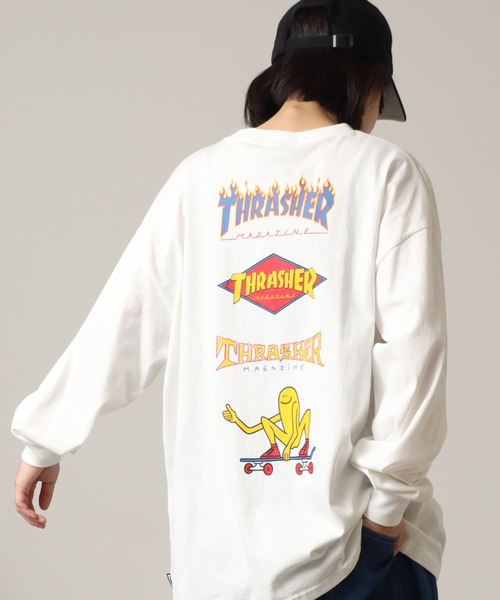 THRASHER ロングスリーブ Tシャツ ホワイト THRASHER tシャツ 「THRASHER/スラッシャー」バックプリント