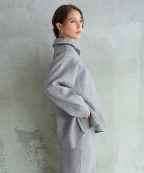 【即完Mサイズ❗️】Stone  グレーハーフジップ アップニットM HEREIAM ニット セーター 「HEREIAM」マシンウォッシャブル可能