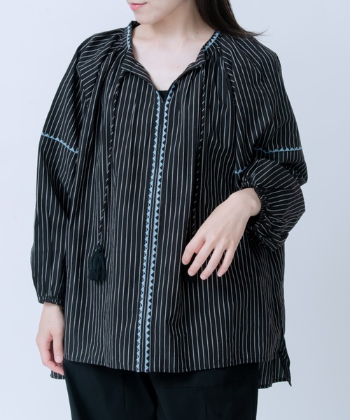 ブラウス シャツ キャンブリックボイル刺繍ブラウス レディース