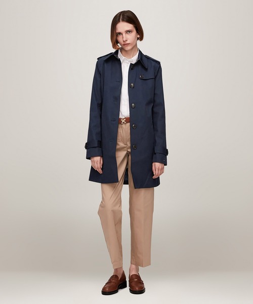 値下げ ★ トミーヒルフィガーフード付きトレンチコートネイビー S サイズ 2025年最新】TOMMY HILFIGER レディース トレンチコート