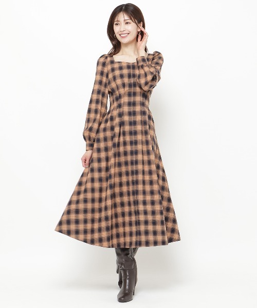AND COUTURE（アンドクチュール） ワンピース チェックウエストタック