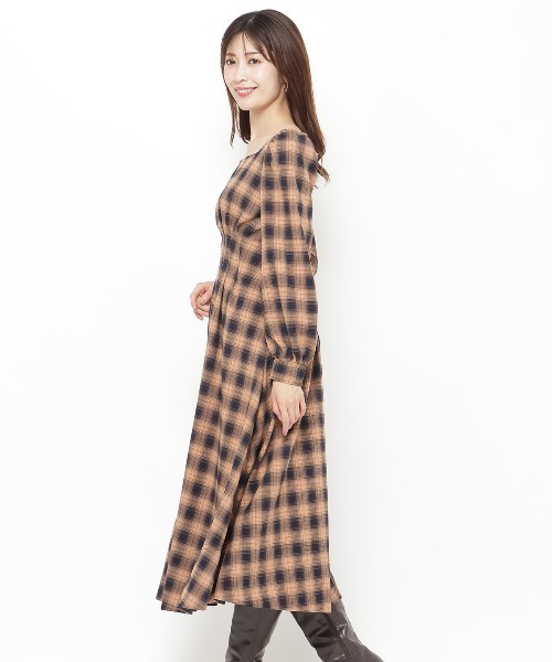 AND COUTURE（アンドクチュール） ワンピース チェックウエストタック