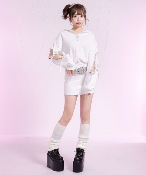 ワンピース 上質スウェットハートキラキラジップゆるピタワンピ | Diable baiser | 12