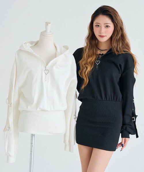 ワンピース 上質スウェットハートキラキラジップゆるピタワンピ | Diable baiser | 04