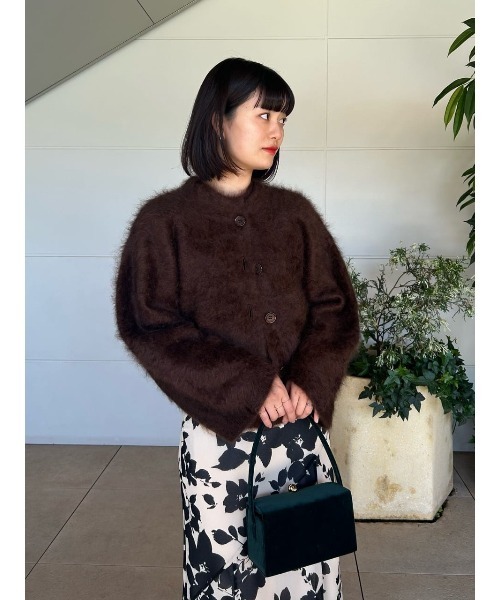エストネーション ESTNATION 24AW  ピュアファーカシミヤ カーディガン F 茶 /MI ■OS レディース ESTNATION ニット セーター / ピュアファーカシミヤ