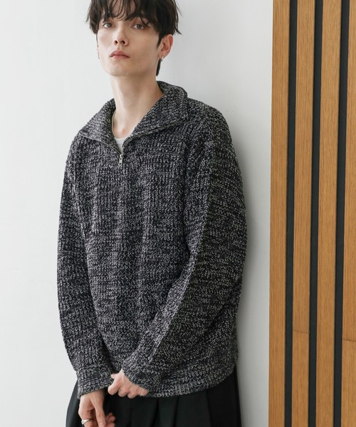 ASTRONOMY セーター ニット ビッグシルエット畦編みハーフジップニット