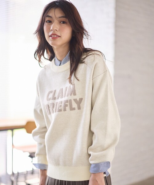 ANY（エニィ） ニット セーター スウェットライクフェザーロゴニット