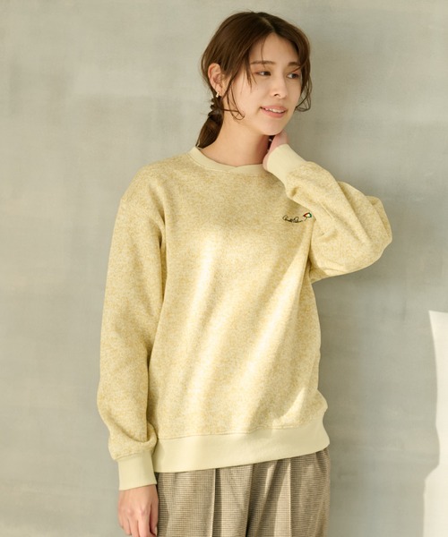 スウェット シェア ニットフリース クロスネック プルオーバー レディース メンズ