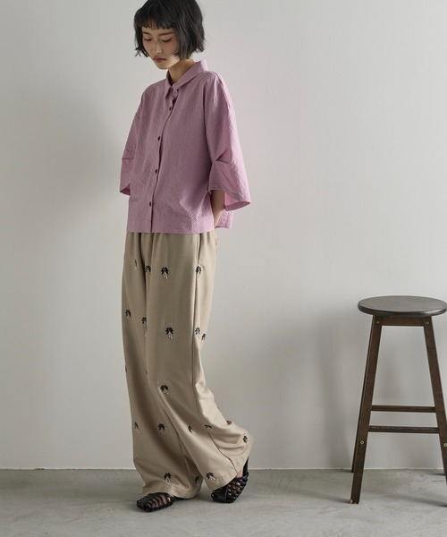 パンツ yon THE Yon スラックス パンツ グリッターフリンジサイドライン
